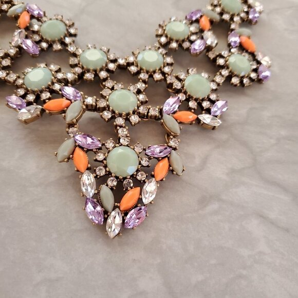 💖 J.Crew RARE HTF Antique Rhinestone Crystal Cluster Statement Necklace 💖 - Picture 6 of 16